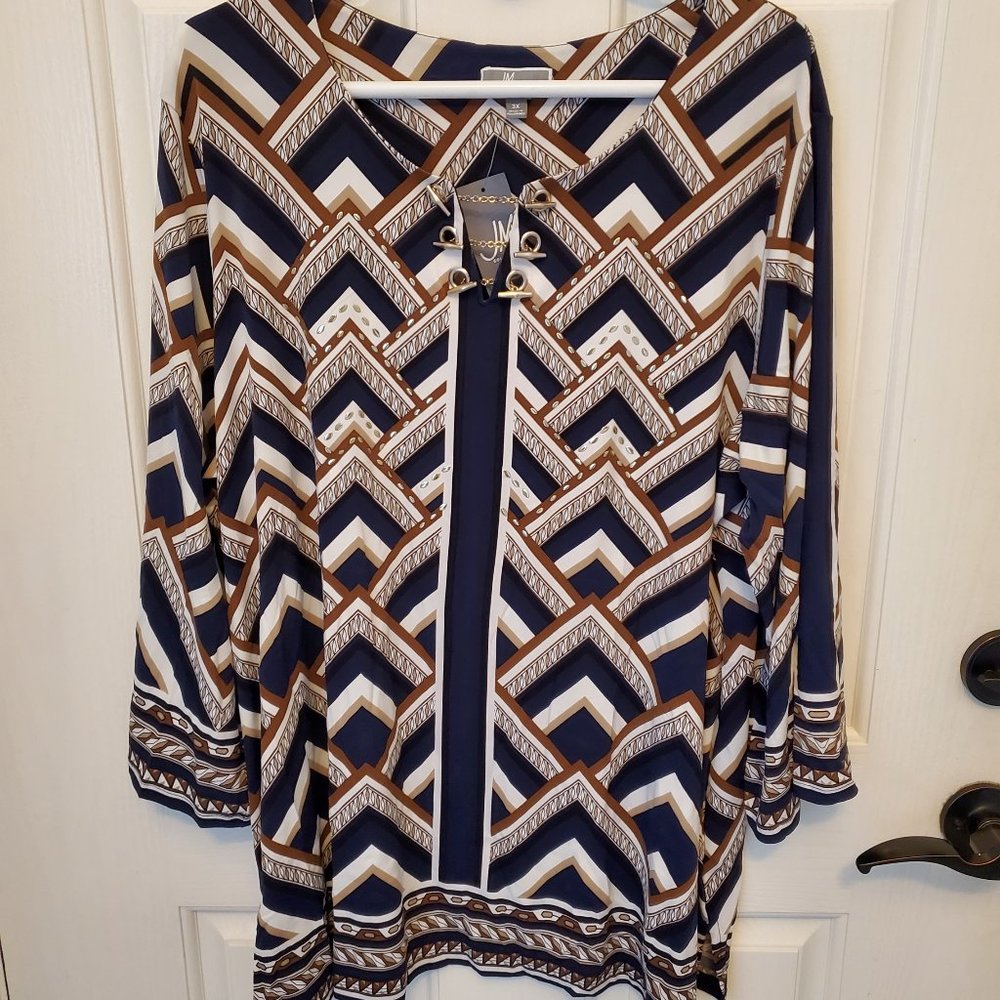 JM Collection Woman Deco Design Blue Chevron MAG 3X